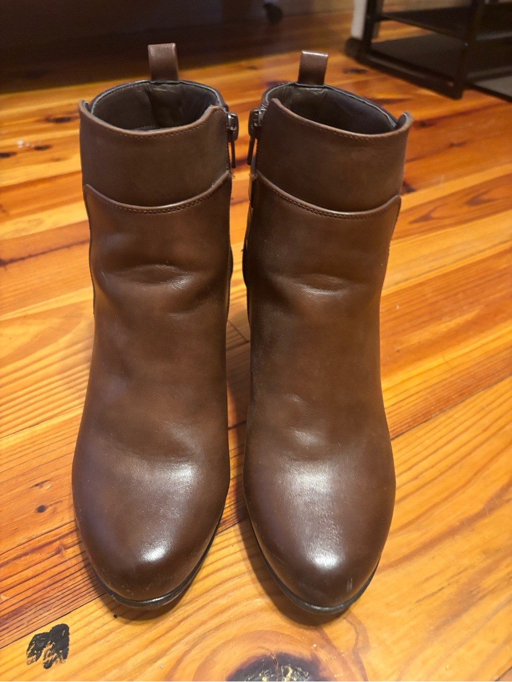 Life Stride Brown Leather Ankle Booties